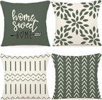 YCOLL Pillow Covers 20x20 Set of 4, Modern Sofa Throw Pillow Cover, Decorative Outdoor Linen Fabric Pillow Case for Couch Bed Car, Aqua Green