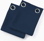 LEMOMO Blackout Curtains 52 x 63 inch/Navy Blue Curtains Set of 2 Panels/Thermal Insulated Room Darkening Bedroom Curtains
