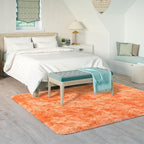 Goideal Fluffy Rug for Bedroom Living Room, 5x7 Orange Area Rugs, Faux Fur Shag Modern Carpet Ultra Soft Girls Boys Room Home Decor, Tie-Dyed