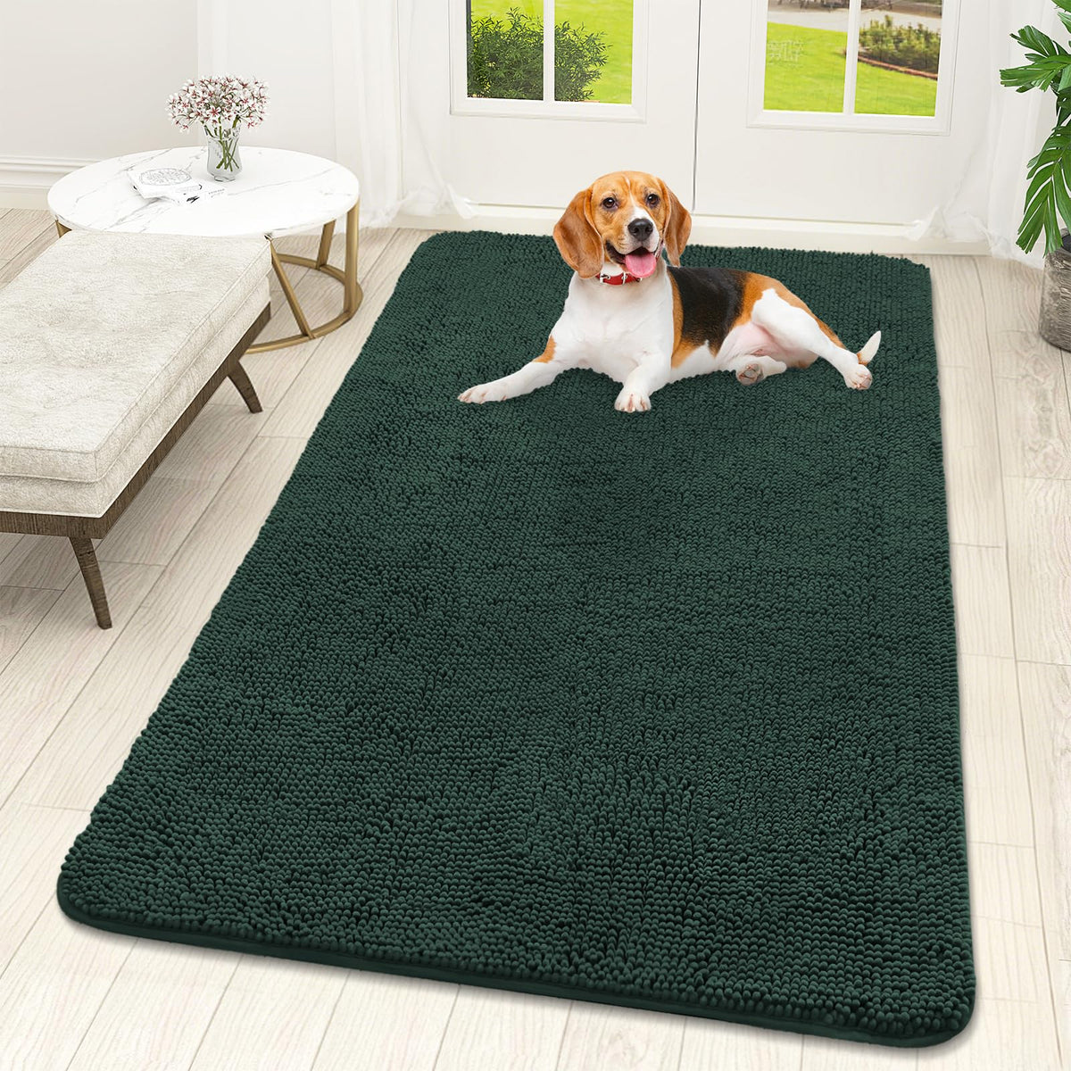 OLANLY Dog Door Mat for Muddy Paws 59x32, Super Absorbent Chenille Mud Mat