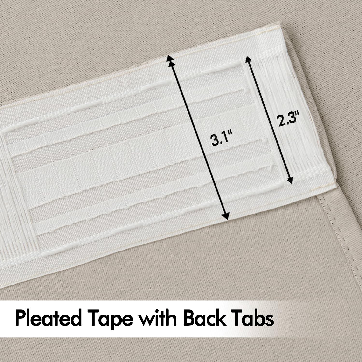 MIULEE Natural Back Tab Blackout Curtains 52x108 Inch Long 2 Panels Set