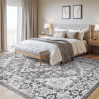 Lofus 6x9 Area Rugs for Living Room Bedroom, Soft Boho Carpet Floral Grey