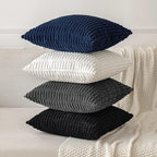 MIULEE Pack of 2 Corduroy Decorative Lumbar Throw Pillow Covers 20x12 Inch Soft Boho Striped Pillow Covers Modern Farmhouse Home Decor for Summer Coastal Sofa Living Room Couch Bed Dark Blue