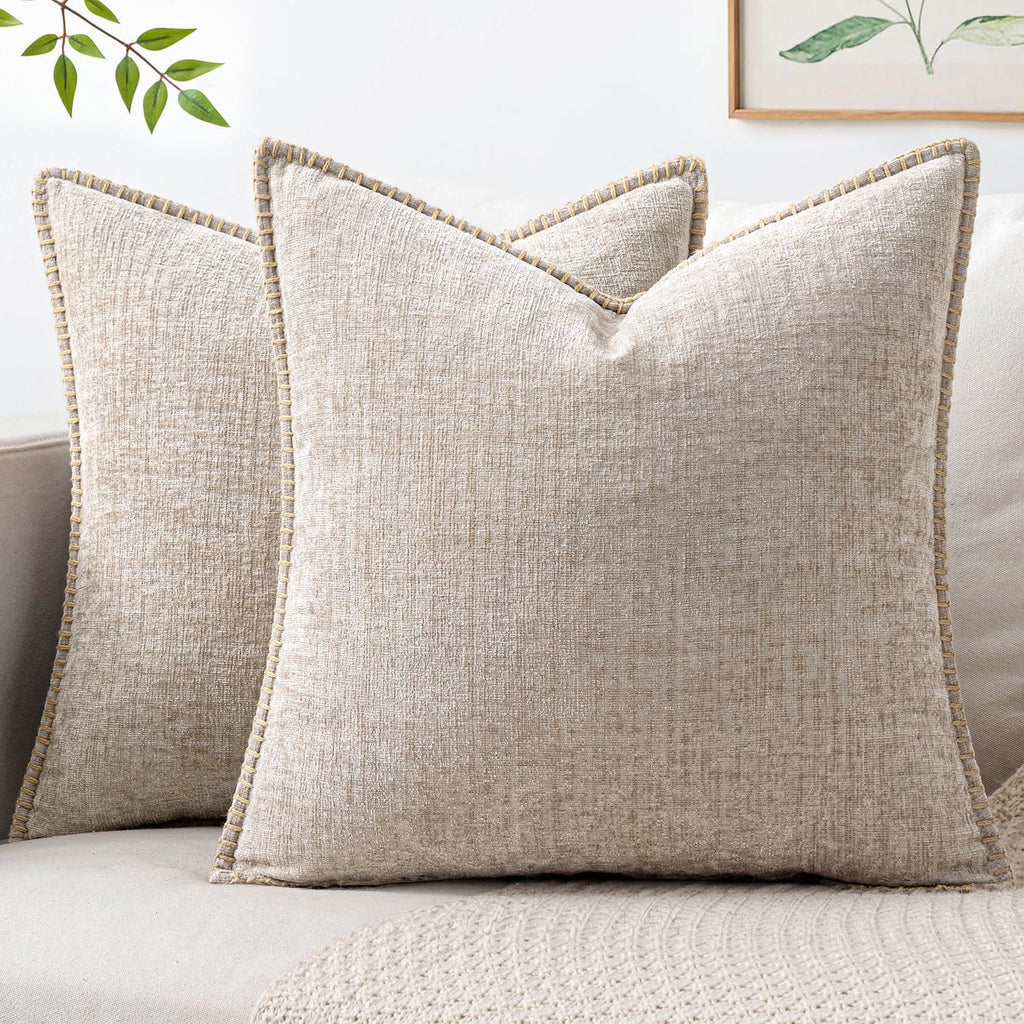 MIULEE Decorative Couch Throw Pillow Covers 18x18 Inch Taupe 2 Pack