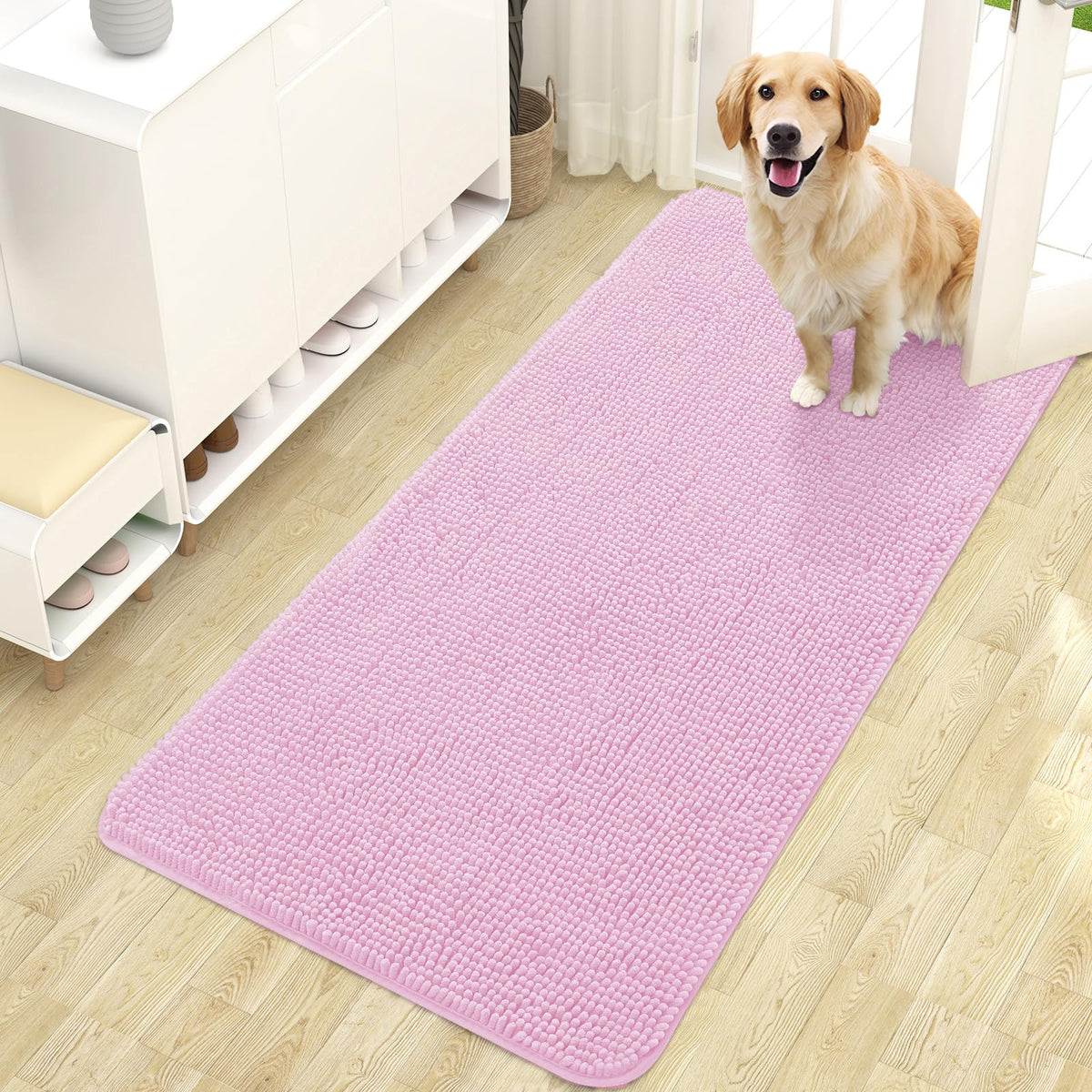 OLANLY Dog Door Mat for Muddy Paws 47x24, Super Absorbent Chenille Mud Mat