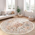 zesthome Round Rug 6ft,Circle Rug for Dining Room Table,Orange