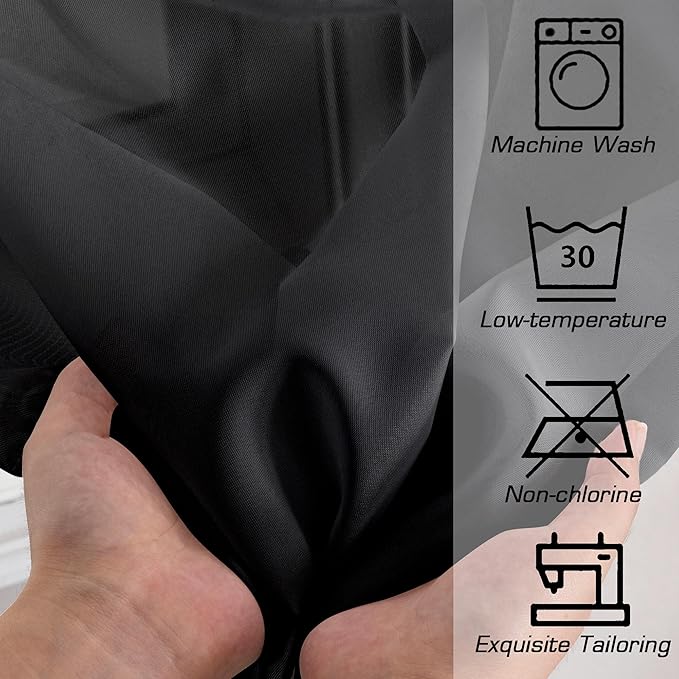 Simplebrand Black Sheer Curtains 90 Inches Long, Light Filtering Rod Pocket Solid Color Window Sheer Curtain Panels, Elegant Curtains & Drapes for Living Room, Bedroom 2 Panels (Black, 59" W x 90" L)