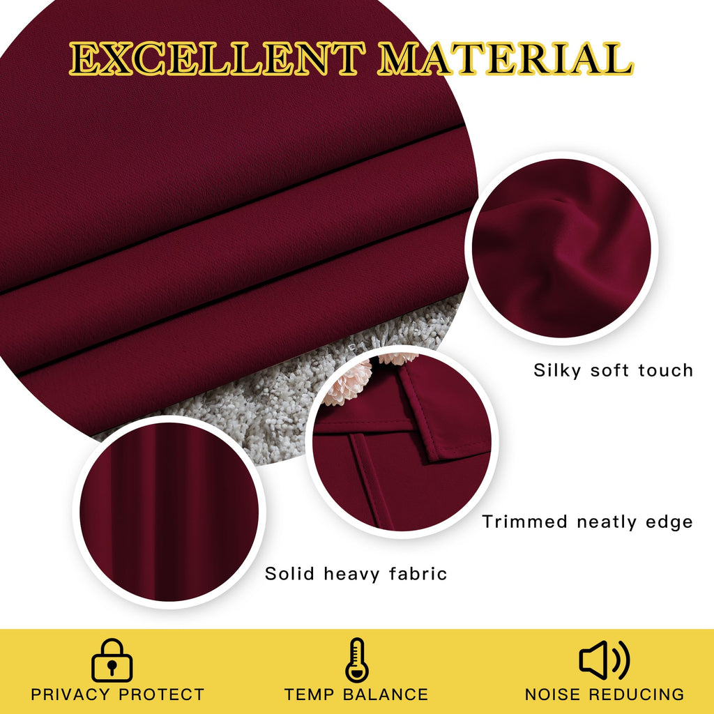 NICETOWN 84 inches Bedroom Curtains Panels - Functional Blackout Curtains/Panels for Bedroom, Thermal Insulated, Privacy Assured (Set of 2, 52 x 84 inches, Wine Red)