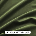 RYB HOME Olive Green Velvet Curtains 90 inches Long - Room Darkening Luxury Window Treatment Privacy Thermal Insulated Backdrops for Living Room, 52 inch x 90 inches, 2 Panels Set