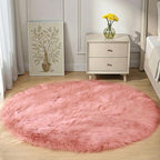 Goolela Pink Circle Rug 4ft for Girls Bedroom Round Fuzzy Fluffy Faux Fur Carpet Living Room Dorm Furry Cute Home Decor