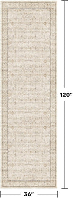 Beige 3x10 Washable Long Hallway Runner Rug Non Slip, Stain & Fade Resistant Farmhouse Kitchen Rug, Neutral Traditional Home Décor, Low Pile Non-Shedding Stain Resistant Oriental Carpet