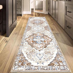 HEBE Hallway Runner Rug 2'8''x8' Washable Vintage Distressed Area Rugs Non Slip Laundry Rug Runner Boho Floor Carpet Runners for Hallways Entryway Laundry Room Kitchen Bathroom