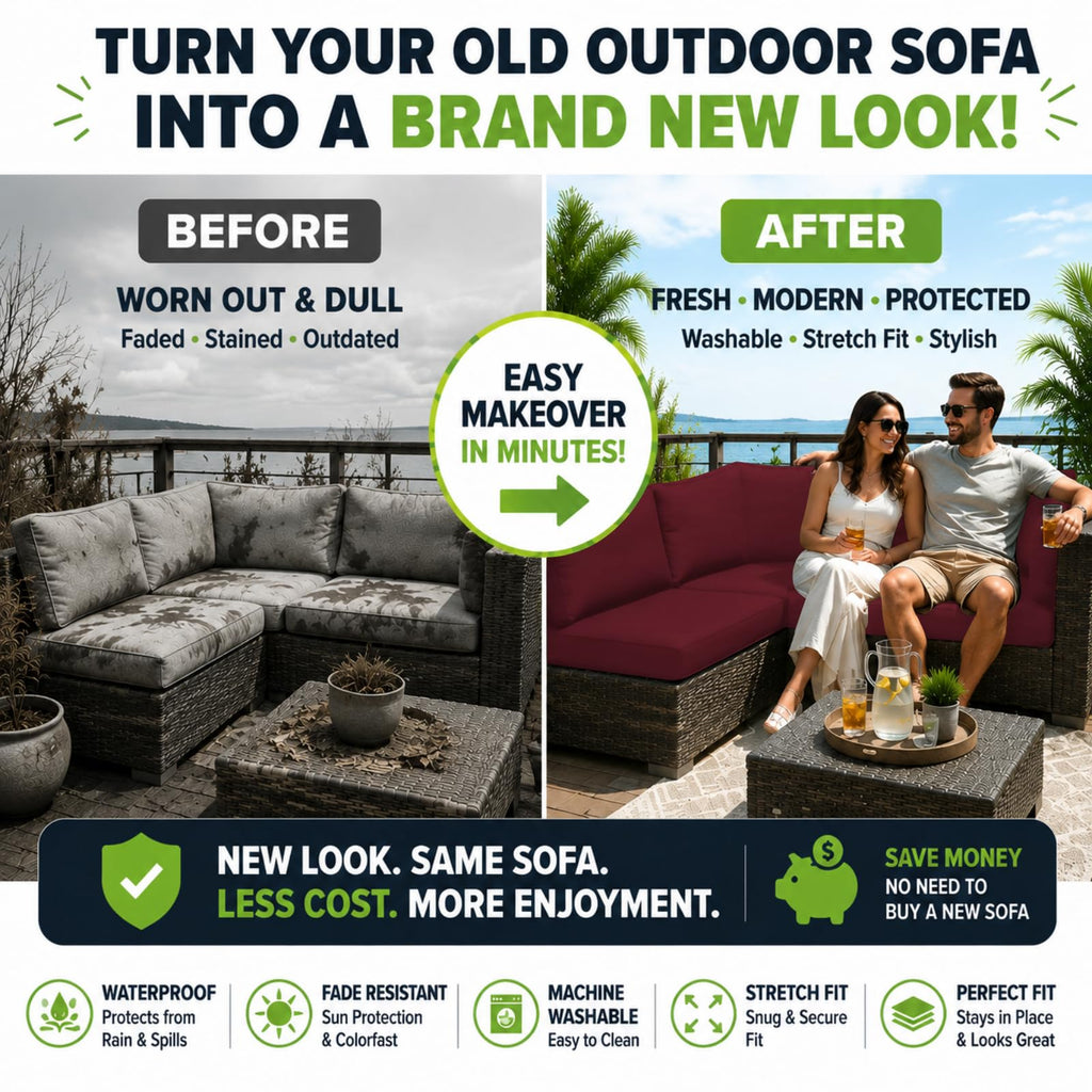 8 Pcs Outdoor Cushion Covers, Patio Sofa Cushion Covers Replacement