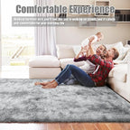 6x9 Fluffy Area Rug for Living Room,Shag Area Rugs for Bedroom,Soft Fuzzy Rug Non-Shedding Indoor Plush Carpet for Kids Bedroom Nursery Dorm Home Decor,Tie-Dyed Grey