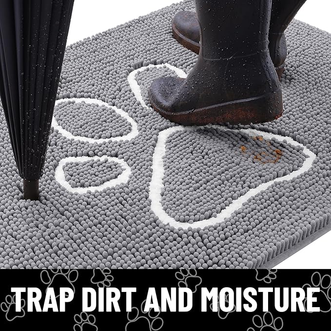 Smiry Dog Door Mat for Muddy Paws, Absorbent Non Slip Dirt Trapper, 40x32