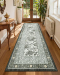 GarveeHome Provence Fog 2.5 x 8 Washable Kitchen Runner Rugs Non Slip Vintage Boho Cottage Long Rug for Hallways Bedroom Entryway Bathroom Mat with Rubber Back