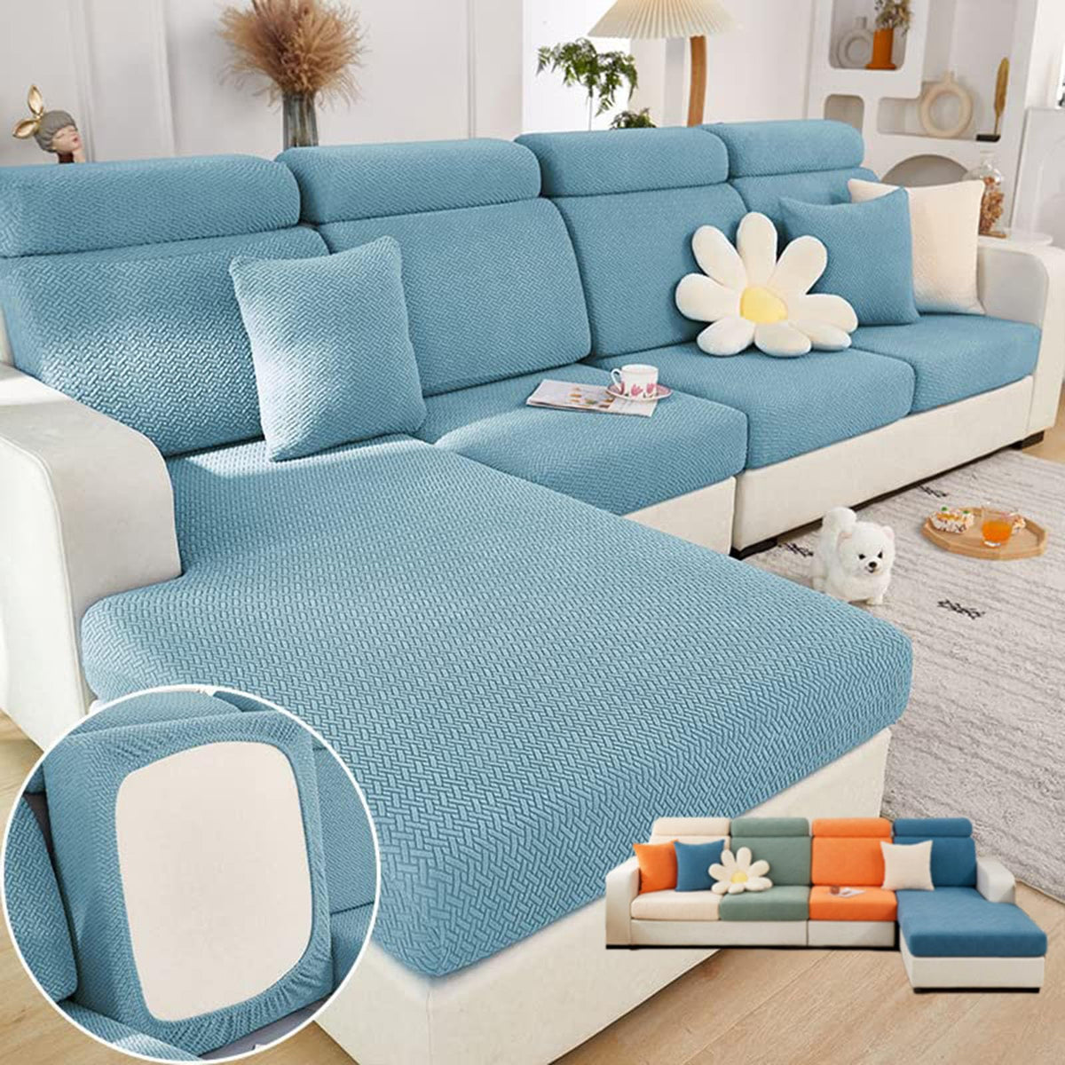 VFUX Soothing Home Sofa Covers, Sofa Hero Covers, Wear-Resistant Universal Couch Covers Washable Stretch Sectional Couch Cushion Covers (Coffee,Large Single Seat Cover)