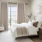 Extra Long Linen Blackout Curtains 132 Inches Long for Bedroom Farmhouse High Ceiling Mount Track Tall Curtain with Hooks Drapes for Sliding Glass Patio Doors 11ft 100% Black Out (W52 xL132 2Panels)