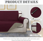 ISSUNTEX Double Protection 100% Waterproof Sofa Covers for Living Room, Reversible Couch Covers for 3 Cushion Couch Sofa, Furniture Protector Sofa Cover for Pets (X Large, Wine/Beige)