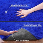 Pionblank Fluffy Runner Rugs for Bedroom 2x6, Modern Shaggy Area Rug for Hallway Living Room, Plush Soft Fuzzy Bedside Carpet for Kids Girls Boys Room Nursery Decor, Royal Blue