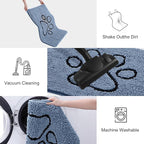 Smiry Dog Door Mat for Muddy Paws, Absorbent Dirt Trapper Non Slip Quick Dry Washable Chenille Mat for Mud Dogs, Entry Rug for Indoor and Outdoor (48x30 Inches, Airy Blue and Black)