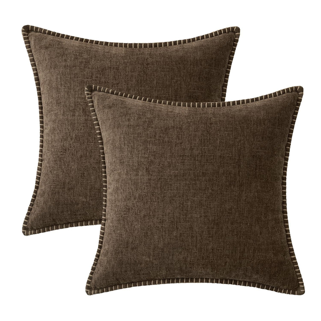 MIULEE Decorative Couch Throw Pillow Covers 20x20 Inch Brown 2 Pack