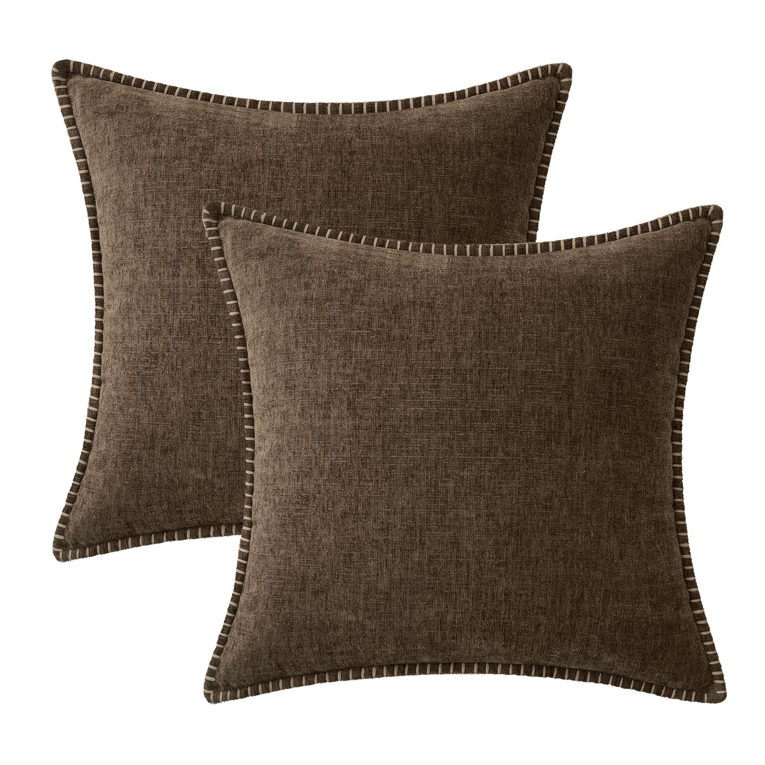 MIULEE Decorative Couch Throw Pillow Covers 20x20 Inch Brown 2 Pack