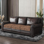 Leather Look Couch Cushion Covers Sofa Seat Slipcovers Sets Couches Furniture Protector for Sectional Armchair Loveseat Pets Kids Stretch Spandex Fabric (3 Cushion Sofa, Brown 02Flower)
