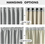 MIULEE 100% Blackout Linen Curtains for Bedroom, Grey Solid Luxury Decor Thermal Insulation Room Darkening Drapes for Living Room Nursery Back Tab Rod Pocket 42 x 96 Inches, 2 Panels