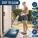 Smiry Front Door Mat Outside Entrance, Low Profile Rubber Doormat, 47x32