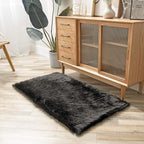 Ashler faux fur rug, Fluffy Shaggy Area Rug Ultra Soft 2.2 x 4 Feet Rectangle Fur Rug, Black Fuzzy Rug Machine Washable Shag Rug, Nursery Decor Throw Rugs for Bedroom, kids room, Living Room