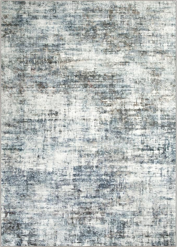 5x7 Area Rugs Washable Rug: Modern Abstract Living Room Rug Soft Anti-Skid Thin Carpet Indoor Floor Non-Shedding Carpets for Bedroom Dining Room Farmhouse Nursery Home Office - Blue Multi