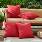 MIULEE Pack of 4 Decorative Throw Pillow Covers Linen Waterproof Pillow Covers Farmhouse Cushion Cases for Outdoor Patio Garden Tent Balcony Couch Sofa18x18 inch Red