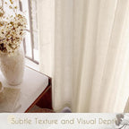 Apricot Linen Curtain 90 inch Length 2 Panels Set Back Tab Light Filtering Living Room Curtain Drapes Home Office Modern Minimalist Decor Farmhouse Boho Neutral Cream Semi Sheer Curtain 90 inch Long