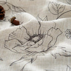jinchan Floral Linen Curtains for Living Room 63 Inch Length Grey Flower Curtain Rod Pocket Back Tab Farmhouse Curtains with Printed Floral Bedroom Window Curtain Set, 2 Panels Gray
