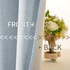 MIULEE Linen Textured Curtains for Bedroom Solid 100% Blackout Thermal Insulated Chambray Blue Grommet Room Darkening Curtains & Drapes Luxury Decor for Living Room Nursery 52 x 45 Inch (2 Panels)