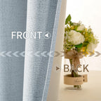 MIULEE 100% Blackout Linen Curtains for Bedroom 52x96 Inches Chambray Blue