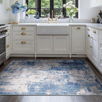 RELEANY Washable 4'x6' Abstract Area Rug for Living Room Blue Gray
