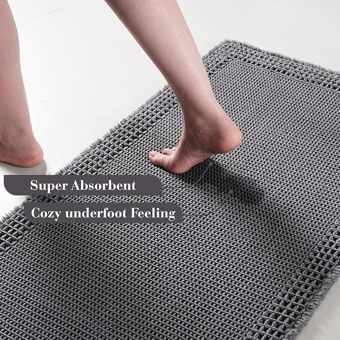 RESARE Waffle Bath Mat 18"x30" Dark Grey24