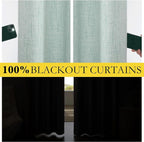 NICETOWN 100% Absolutely Blackout Linen Curtains with Thermal Insulated Liner, Seafoam Green, 62" Wide, 120" Length Energy Saving Curtains for Living Room 2 Panels Set, Vertical Blinds