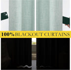 NICETOWN 100% Absolutely Blackout Linen Curtains with Thermal Insulated White Liner, Seafoam Green, 52" Wide, 90" Length Energy Saving Curtains for Living Room 2 Panels Set, Vertical Blinds