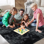 9X12 Large Area Rugs for Living Room Bedroom,Big Shag Rug for Bedroom Dorm,Soft Fluffy Indoor Carpet Nursery Rugs for Kids Girls Room Home Decor(Mottling Black, 9X12 Feet)