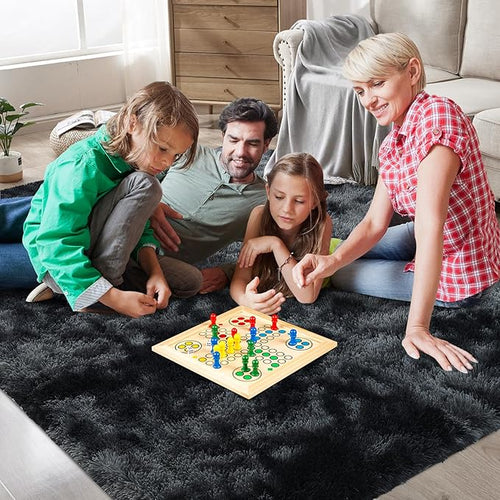 10X14 Large Area Rugs for Living Room Bedroom,Big Shag Rug for Bedroom Dorm,Soft Fluffy Indoor Carpet Plush Rugs for Living Room Home Decor(Mottling Black, 10X14 Feet)