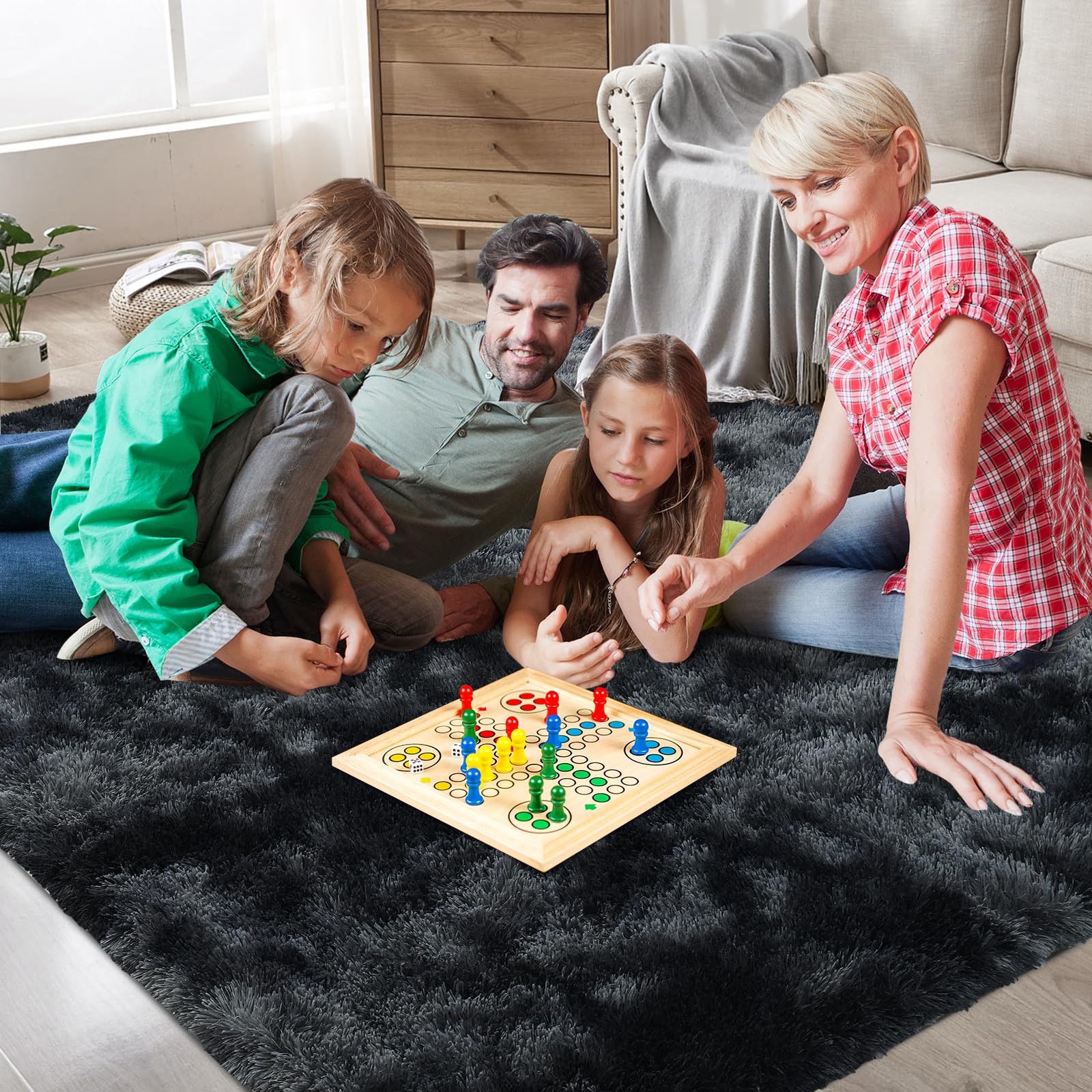 10X14 Large Area Rugs for Living Room Bedroom,Big Shag Rug for Bedroom Dorm,Soft Fluffy Indoor Carpet Plush Rugs for Living Room Home Decor(Mottling Black, 10X14 Feet)