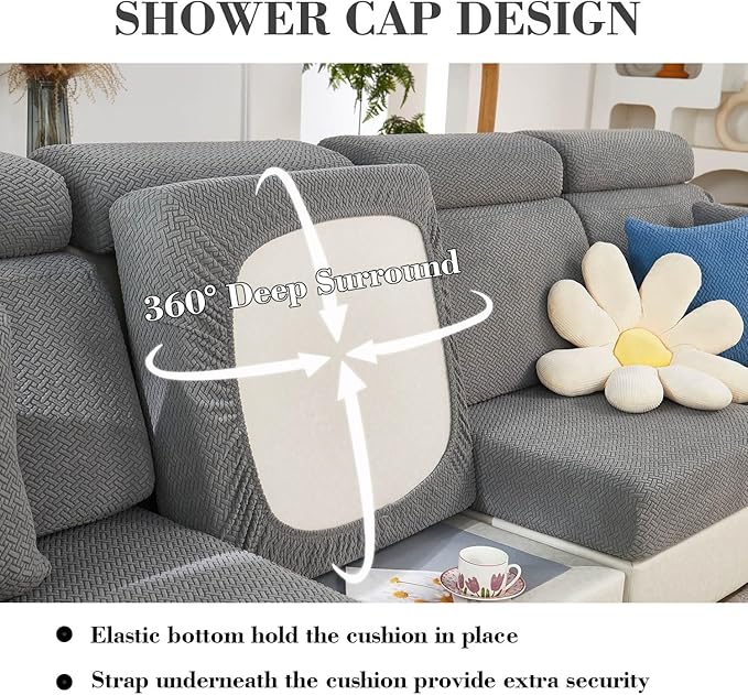 Couch Covers for 2 Cushion Sofa Pet Friendly Couch Cushion Covers Universal Sofa Covers Washable Stretch Slipcovers for Sectional Sofa (Texture Gray,Large Double Seat Cover)