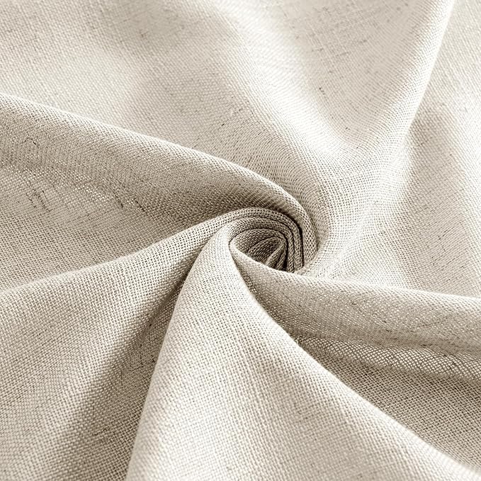 MIULEE Cream Linen Curtains 52x72 Inch 2 Panels for Bedroom Living Room