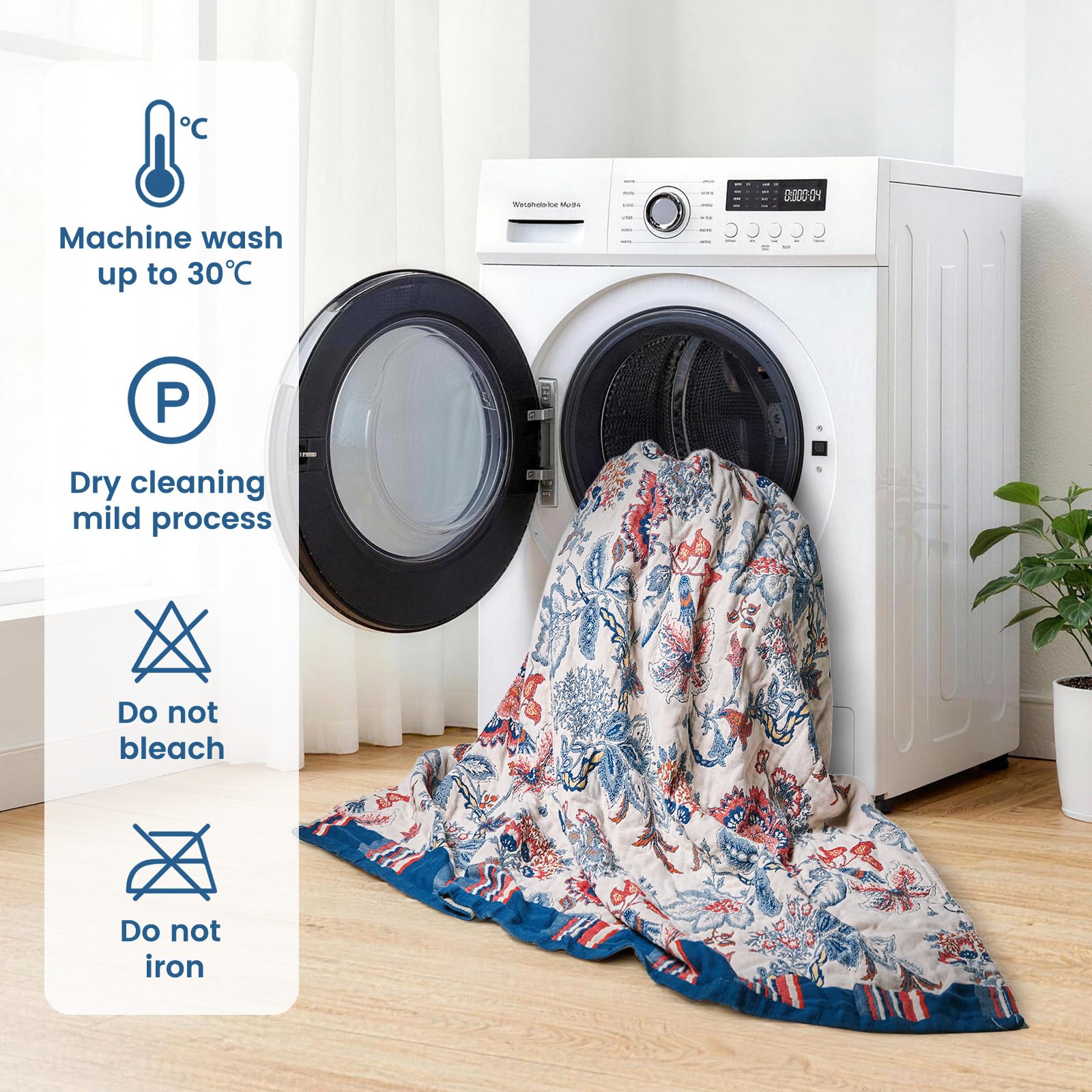 MSGKV Boho Throw Blanket 90"x90" 100% Cotton Farmhouse Butterfly Throw