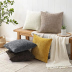 decorUhome Oatmeal Chenille Euro Sham Throw Pillow Covers 22x22 Set of 2 Textured Soft Cozy Slubby Couch Pillow Covers Modern Farmhouse Boho Decorative Pillow Cases for Bed Sofa Living Room