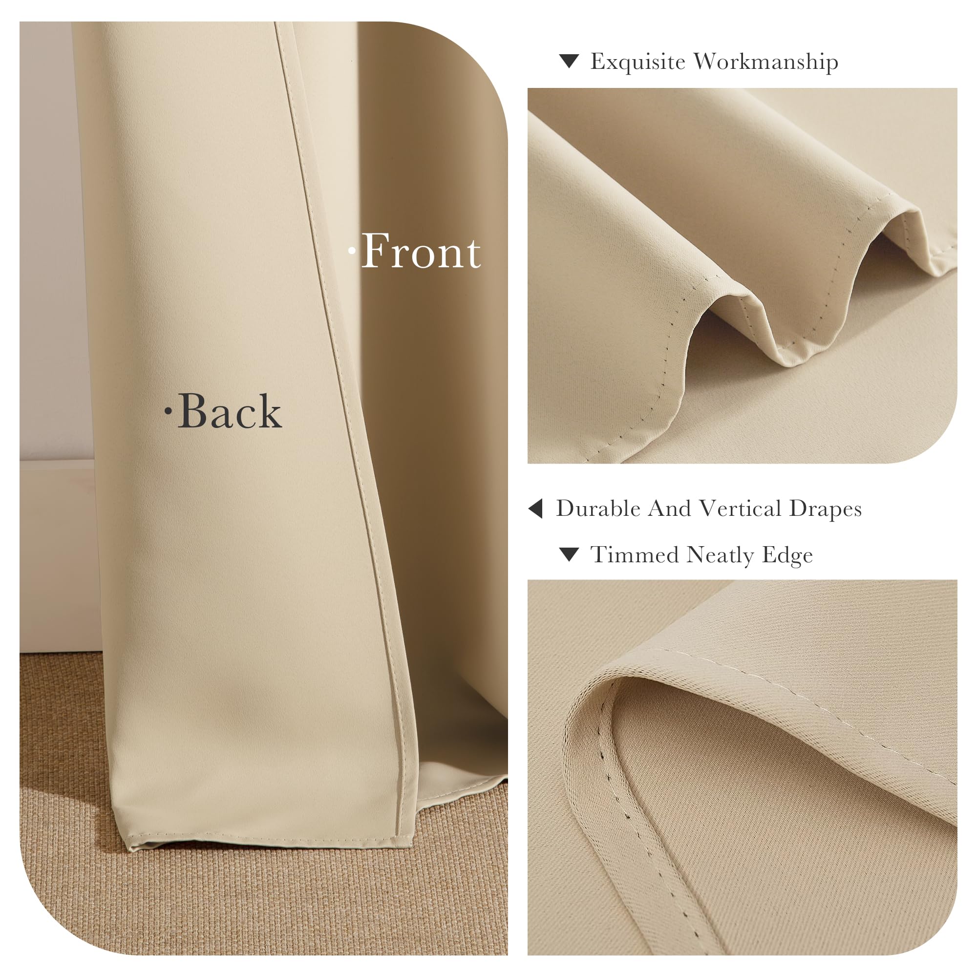 Pony Dance Blackout Curtains for Bathroom - Solid Light Window Decor for Kitchen/Bedroom, RV Drapes for Camper Windows, 34x45 inch, 2 Curtain Panels, Biscotti Beige