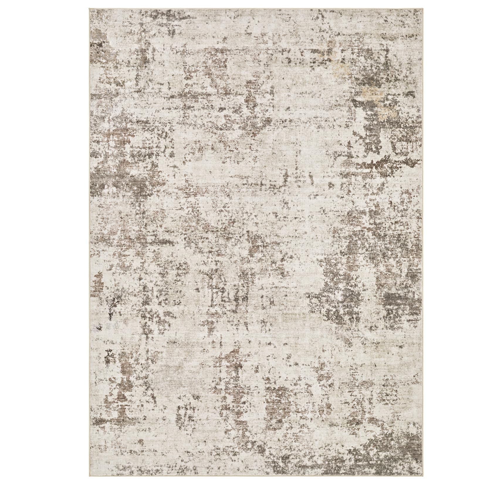 UERMEI 10x12 Washable Area Rug - Neutral Modern Abstract Living Room Rugs, Non-Slip Soft Large Indoor Floor Carpet for Bedroom Home Office & Under Dining Table Decor, Dark Brown